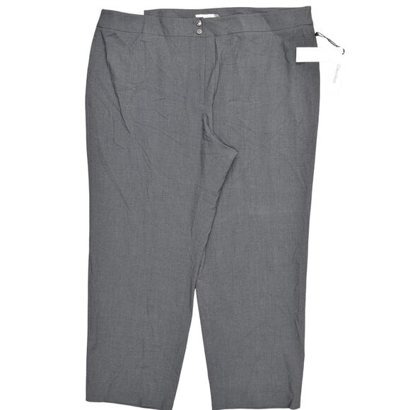 NEW Calvin Klein 24W Plus Gray Dress Pants Straight Traditional Polyester Zip - Picture 1 of 7